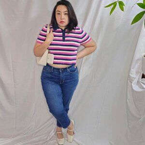 Madden NYC Junior's Short Sleeve Polo crop top xxl